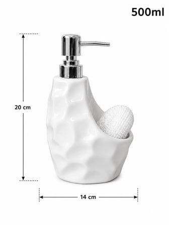 Beyaz Porselen 500ml Sıvı Sabunluk Süngerlik Bölmeli 079b