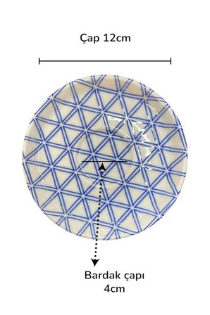 6 lı Porselen Çay Tabağı, Porselen Çay Tabak Geometrik Desen Mavi