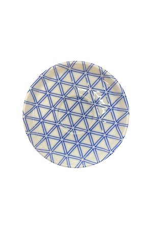 6 lı Porselen Çay Tabağı, Porselen Çay Tabak Geometrik Desen Mavi