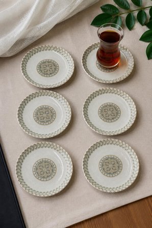 6 lı Porselen Çay Tabağı, Porselen Çay Tabak Etnik