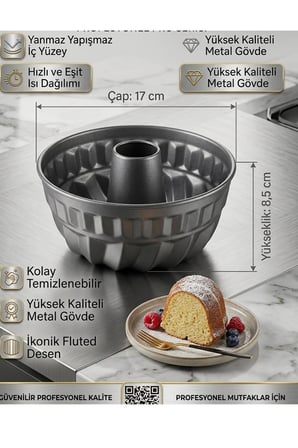 Gourmet Metal Borulu Kek Kalıbı Küçük Boy 17cm 