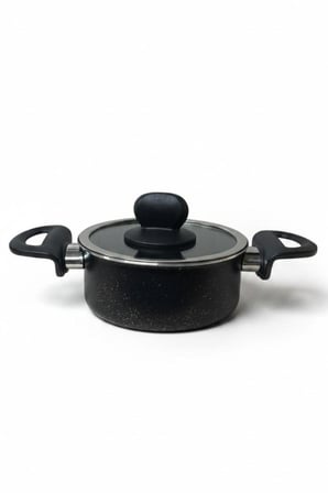 Granit Görünümlü 4 Parça Mini Tencere Tava Seti (14 cm Çap) 3 Tencere 1 Kapak