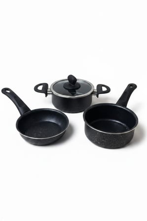Granit Görünümlü 4 Parça Mini Tencere Tava Seti (14 cm Çap) 3 Tencere 1 Kapak