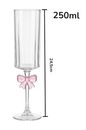 3 lü Borosilikat Cam Kadeh Bardak 250ml Pembe Fiyonk Detay