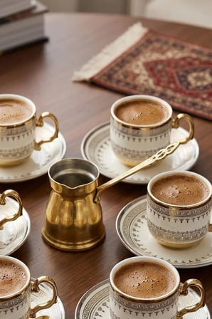 6 lı Gold Keyf 90 ml Porselen Türk Kahvesi Fincanı