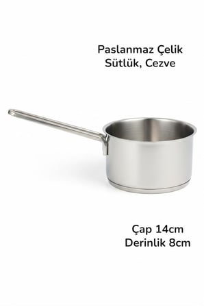 14 cm Rafadan Mini Tava, Sos Tenceresi Paslanmaz Çelik Koçerola 