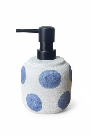 Taş Dokulu Porselen Sıvı Sabunluk Mavi Benekli 300ml