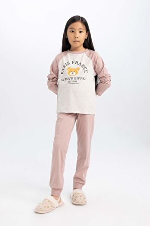 Kız Çocuk Baskılı Uzun Kollu Pijama Takımı