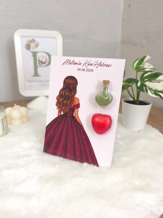 ​Pamuğum Atelier Mini Kalp Şişeli ve Kalp Çikolatalı Misafirler İçin Kına Hediyeliği (50 Adet)