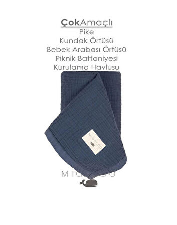 Mixi Baby Migaloo Müslin Örtü Dört Katlı 90x120 cm Lacivert