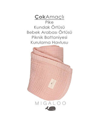 Mixi Baby Migaloo Müslin Örtü Dört Katlı 90x120 cm Pembe