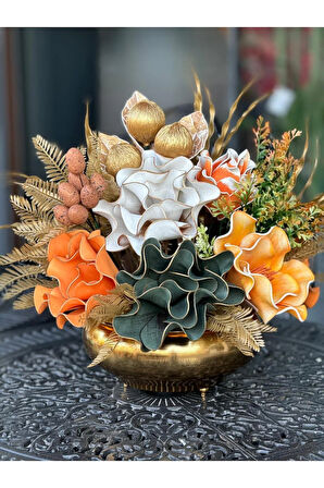 Yapay Çiçek Aranjmanlı Gümüş Vazo