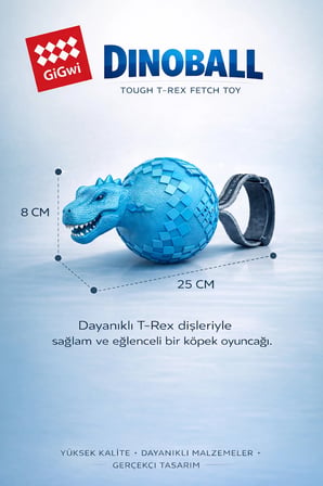 Dinoball Serisi T-Rex Sesli & Sessiz At - Getir Köpek Oyuncağı