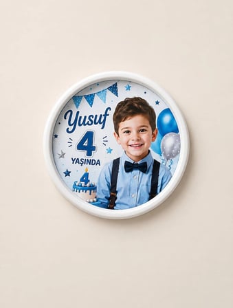  6 adet Yuvarlak Buzdolabı Magnet Çerçeve Mıknatıslı – 7,7 cm Çap Kişiye Özel Fotoğraf