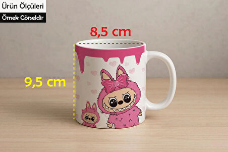 LABUBU BASKILI KUPA BARDAK PEMBE
