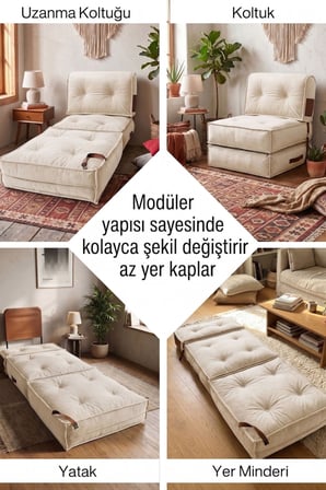 Reyo Pufymax Comfy Plus Koltuk Minder Modüler Yer Koltuğu Sırt Destekli 75x75x85cm Yıkanabilir Krem