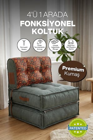 Reyo Pufymax Comfy Plus Koltuk Minder Modüler Yer Koltuğu Sırt Destekli 75x75x85cm Yıkanabilir Yeşil