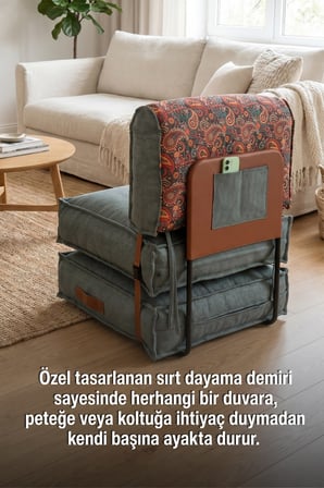 Reyo Pufymax Comfy Plus Koltuk Minder Modüler Yer Koltuğu Sırt Destekli 75x75x85cm Yıkanabilir Yeşil