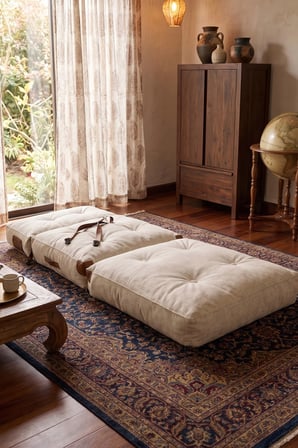 Reyo Pufymax Comfy Bohem Koltuk,Olabilen Katlanır Berjer & Modüler Yer Yatağı 75x75x 85 cm KetenKrem