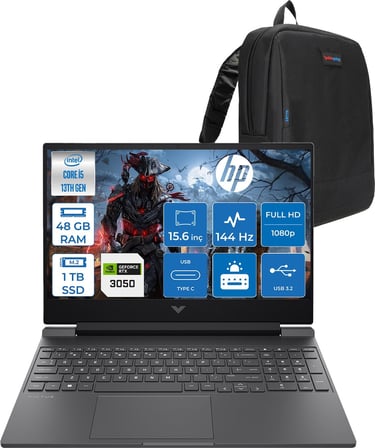 Hp Victus 15-FA2704NT Intel Core I5 13420H 48GB 1tb SSD RTX3050 6gb Freedos 15,6" Fullhd (1920 x 1080) 144 Hz IPS 300NIT Taşınabilir Bilgisayar B7TG9EAF28 + Zetta Çanta