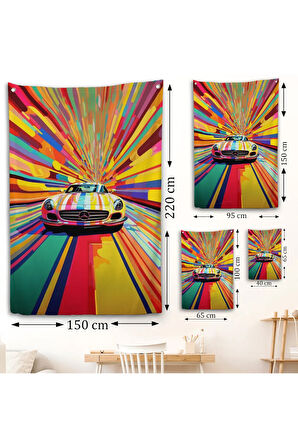 Renkler İçinden Çıkan Mersedes Duvar Örtüsü-7959