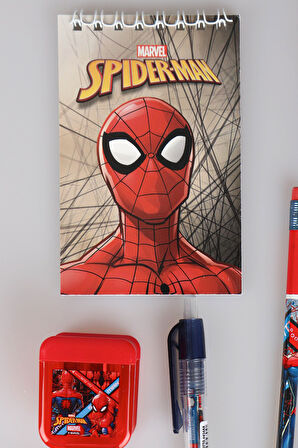 LİSANSLI SPIDERMAN 9 PARÇA KIRTASİYE SETİ UÇLU KALEM,BLOKNOT,3 ADET KURŞUN KALEM,KALEMTRAŞ,ROKET SİLGİ 