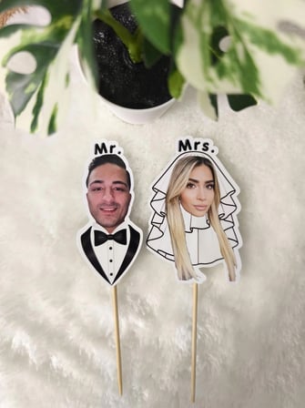 Pamuğum Atelier Kişiye Özel Fotoğraflı Bride Bekarlığa Veda Temalı Cupcake Pasta Süsü (6 Adet)
