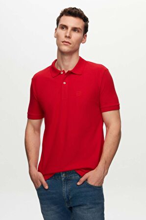 Ds Damat Regular Fit Kırmızı Pike Dokulu %100 Pamuk Kıvrılmaz Polo Yaka Nakışlı T-Shirt 4HC14ORT51000 4HC14ORT51000