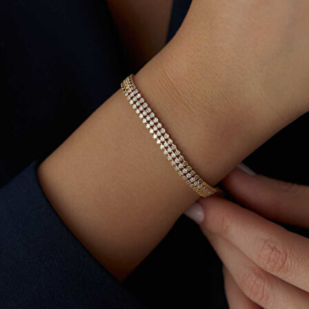 Üç Sıra Taş Detaylı Bileklik