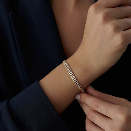 Üç Sıra Taş Detaylı Bileklik