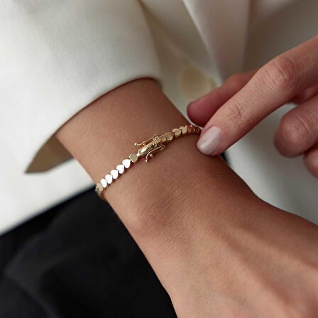 Sıra Mini Kalp Kutu Kilit Bileklik