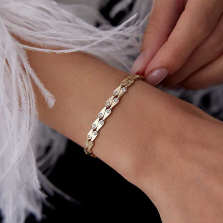 Ters Düz Taşlı Damla Bileklik