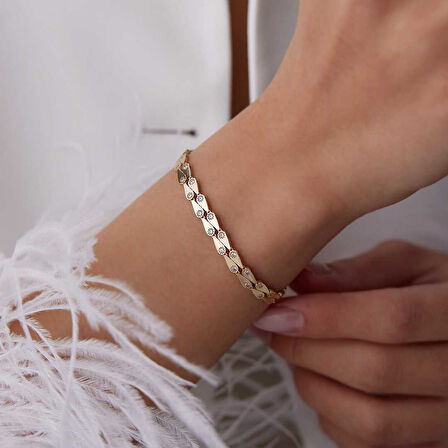 Ters Düz Taşlı Damla Bileklik