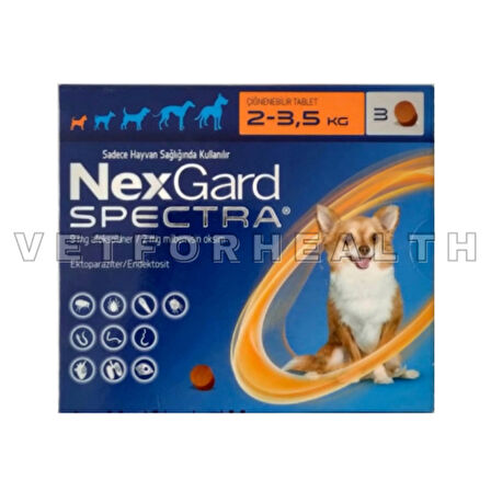 Nexgard Spectra 2-3.5 kg Köpekler İçin 3 Tablet SKT:04.25