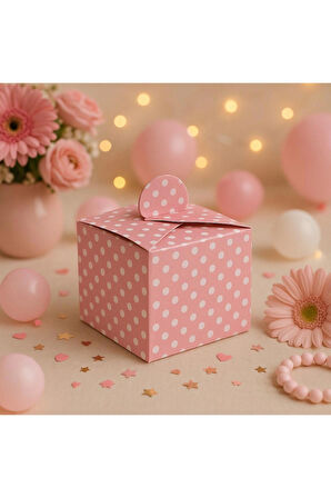 Lokum Kutusu Pembe Puantiyeli 50'li Paket | Lokumluk