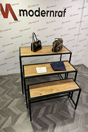 Üçlü Merdiven Büyük Boy Siyah Stand