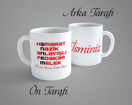 Anneler Günü Kişiye Özel İsimli Porselen Kupa Bardak