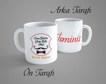 Babalar Günü 2 Kişiye Özel İsimli Porselen Kupa Bardak