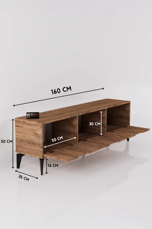 Reyo Falez Royal TV Sehpası 160 cm TV Ünitesi Kapaklı Modern Şık Minimal Salon Konsolu 5090 Atlantik