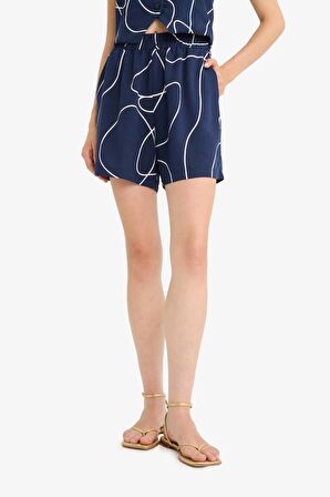 DeFacto Çiçekli Normal Bel Keten Karışımlı Şort	 D0317AX25SMNV207