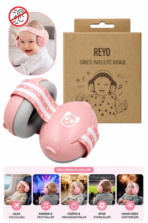 Reyo Bebek Gürültü Önleyici Kulaklık, İşitme Koruyucu Bebek Kulaklığı  0-4 Yaş Pembe