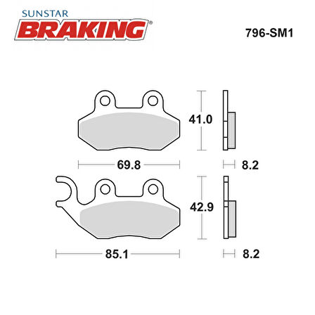 YARI METALİK FREN BALATASI / SYM / XPRO (ARKA KAMPANALI MODEL) / 125cc / ÖN  / 2013-2014-2015-2016