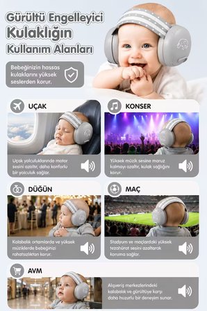 Reyo Bebek Gürültü Önleyici Kulaklık, İşitme Koruyucu Bebek Kulaklığı, Konser, Uçak, Seyahat, Düğün ve Maç İçin Gürültü Azaltıcı Bebek Kulaklığı 0-3 Yaş Pembe