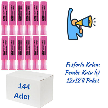 Fosforlu Kalem Pembe 144 Adet
