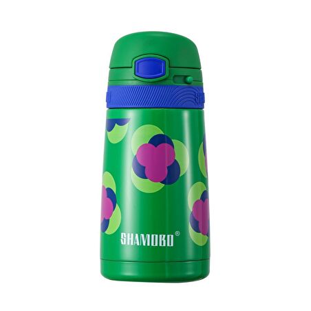Shamobo Çelik Pipetli Çocuk Matarası 350Ml 2051 Yeşil