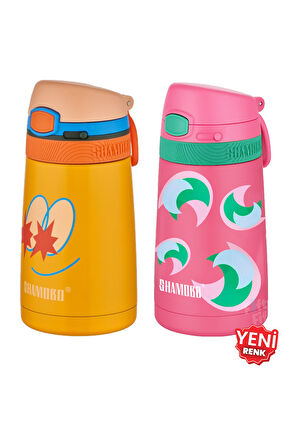 Shamobo 2Lİ SET Pipetli Çelik Termos 350ml -6 Saat Isı Yalıtımı-