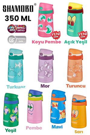 Shamobo 2Lİ SET Pipetli Çelik Termos 350ml -6 Saat Isı Yalıtımı-