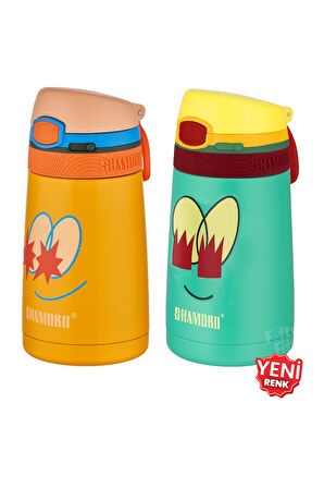 Shamobo 2Lİ SET Pipetli Çelik Termos 350ml -6 Saat Isı Yalıtımı-
