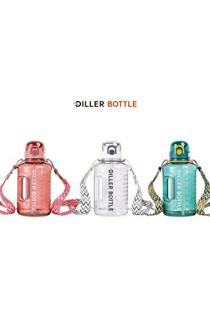 DILLER 1700 ML Büyük Boy Pipetli Boyun Askılı Tritan Su Matarası