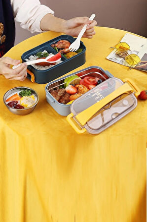 Bento Lunch Box Ofis-okul Için Yeni Nesil Sefer Tası -çorba Kaseli Model-paslanmaz Çelik